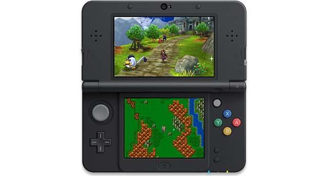 NINTENDO 3DS™　ニンテンドー3DS™版の冒険の序盤は、立体的に表現された「3Dモード」の画面と、ドット絵で描かれた「2Dモード」の画面を同時に見ることができる。