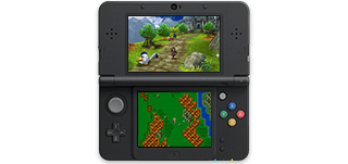 NINTENDO 3DS™　ニンテンドー3DS™版の冒険の序盤は、立体的に表現された「3Dモード」の画面と、ドット絵で描かれた「2Dモード」の画面を同時に見ることができる。