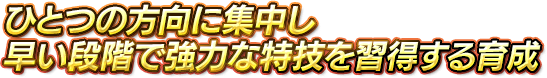 ひとつの方向に集中し早い段階で強力な特技を習得する育成
