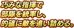 巧みな指揮で部隊を統率し、的確に敵を追い詰める。